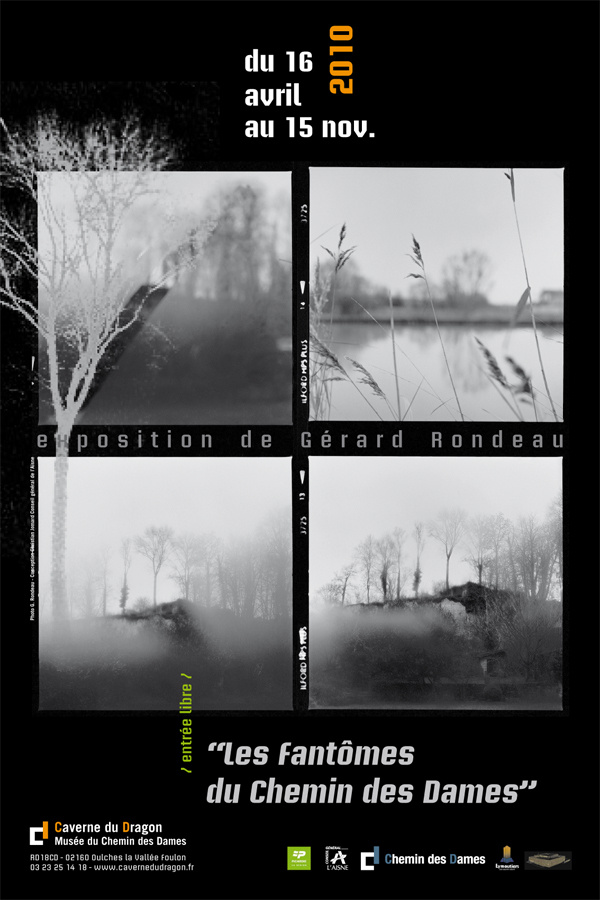 Affiche de l'exposition temporaire "Les fantômes du Chemin des Dames" exposée à la Caverne du Dragon (Aisne) en 2010.