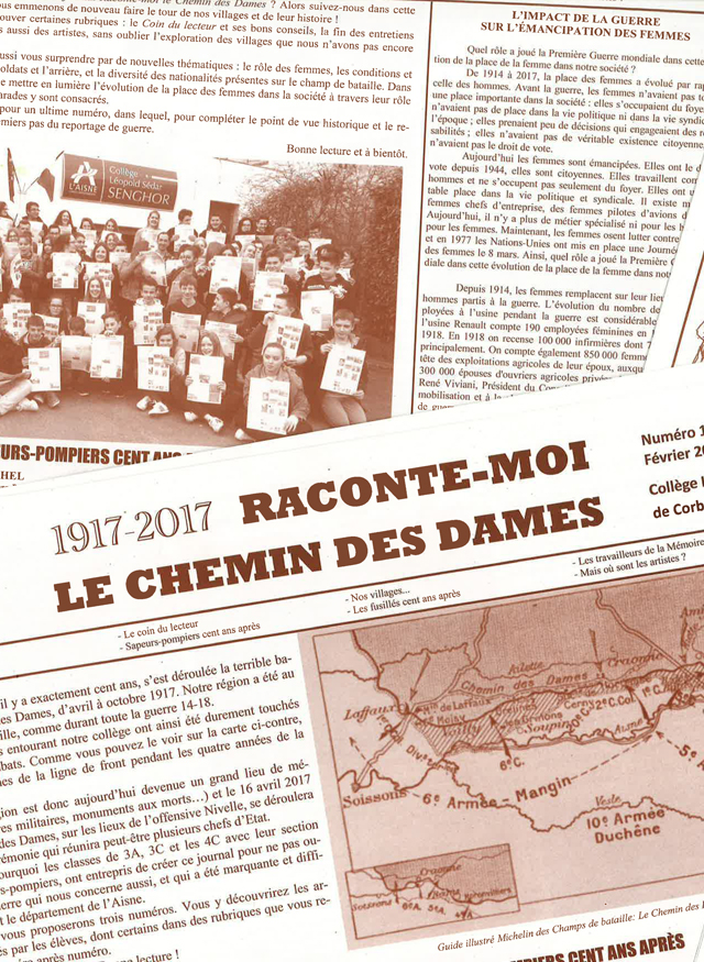 Journal des élèves du collège de Corbeny : "Raconte-moi le Chemin des Dames"