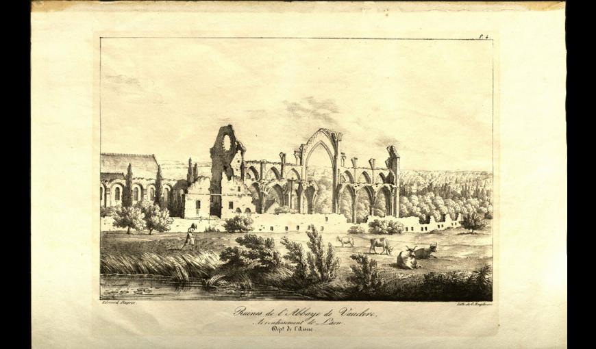 Estampe de l'abbaye de Vauclerc (Aisne)